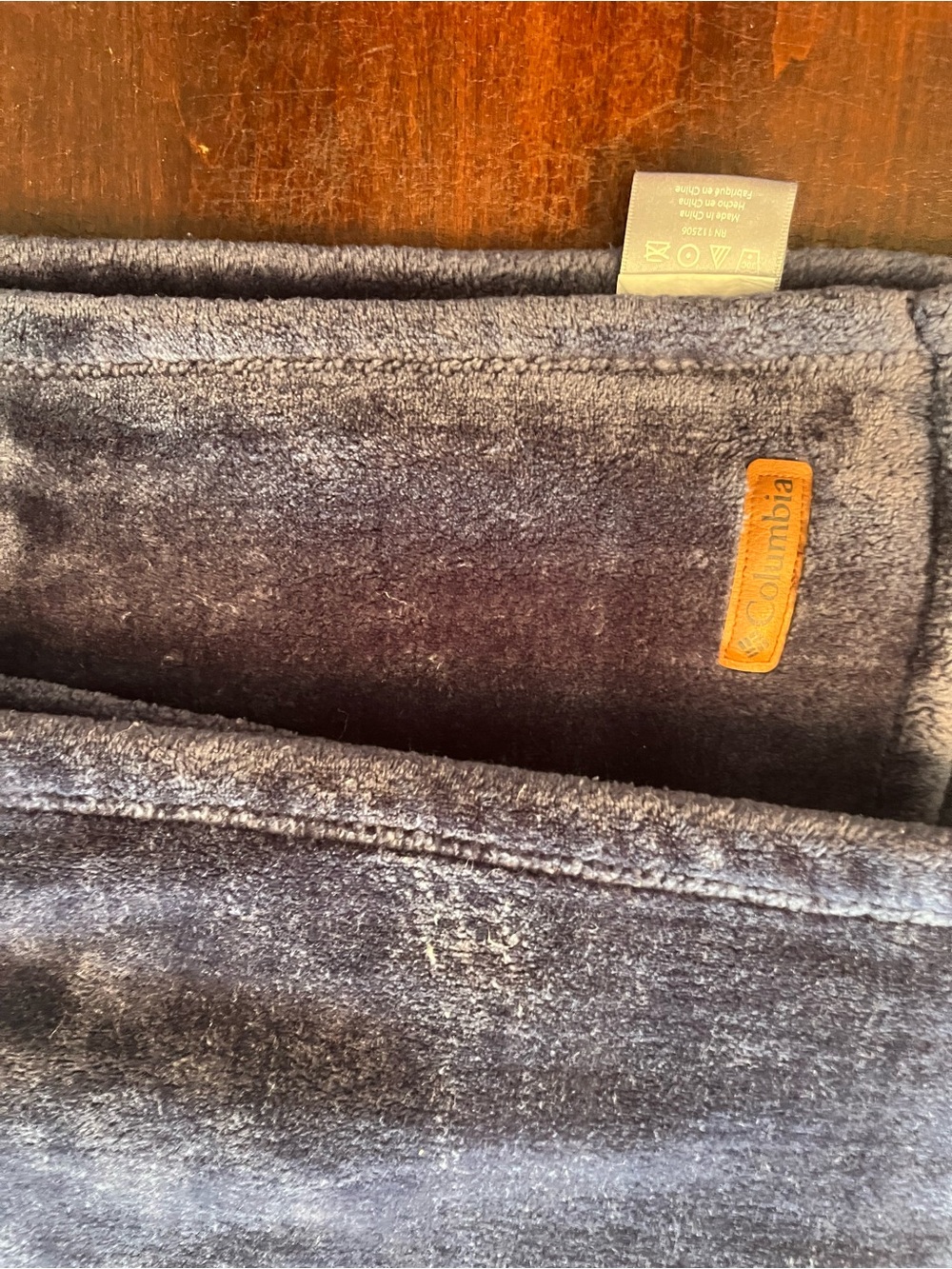 Columbia throw blanket blue with Orange Logo